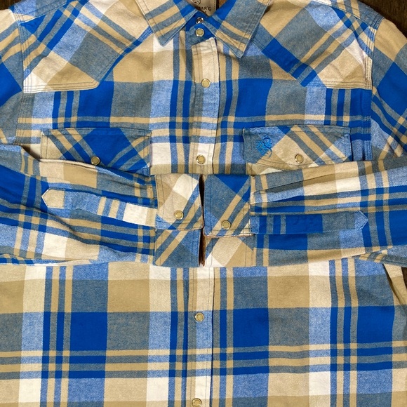 Legendary Whitetails Shirt Mens Large Blue Plaid Buck Camp Flannel Corduroy - Picture 9 of 12